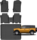 for Ford Bronco Floor Mats 4 Door 2021 2022 2023 2024 2025 2026,Car Mats for Ford Bronco 4Door (Not Sport Models) All Weather Floor Mats Cargo Liner Accessories Anti-Slip Car Mat 2021-2026