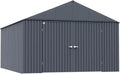 Arrow Shed Elite 12' x 16' Tall Outdoor Steel Storage Shed with High Gable and Lockable Doors Storage Building, Anthracite