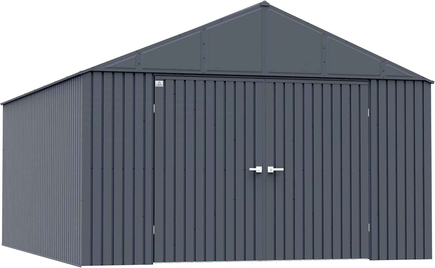 Arrow Shed Elite 12' x 16' Tall Outdoor Steel Storage Shed with High Gable and Lockable Doors Storage Building, Anthracite