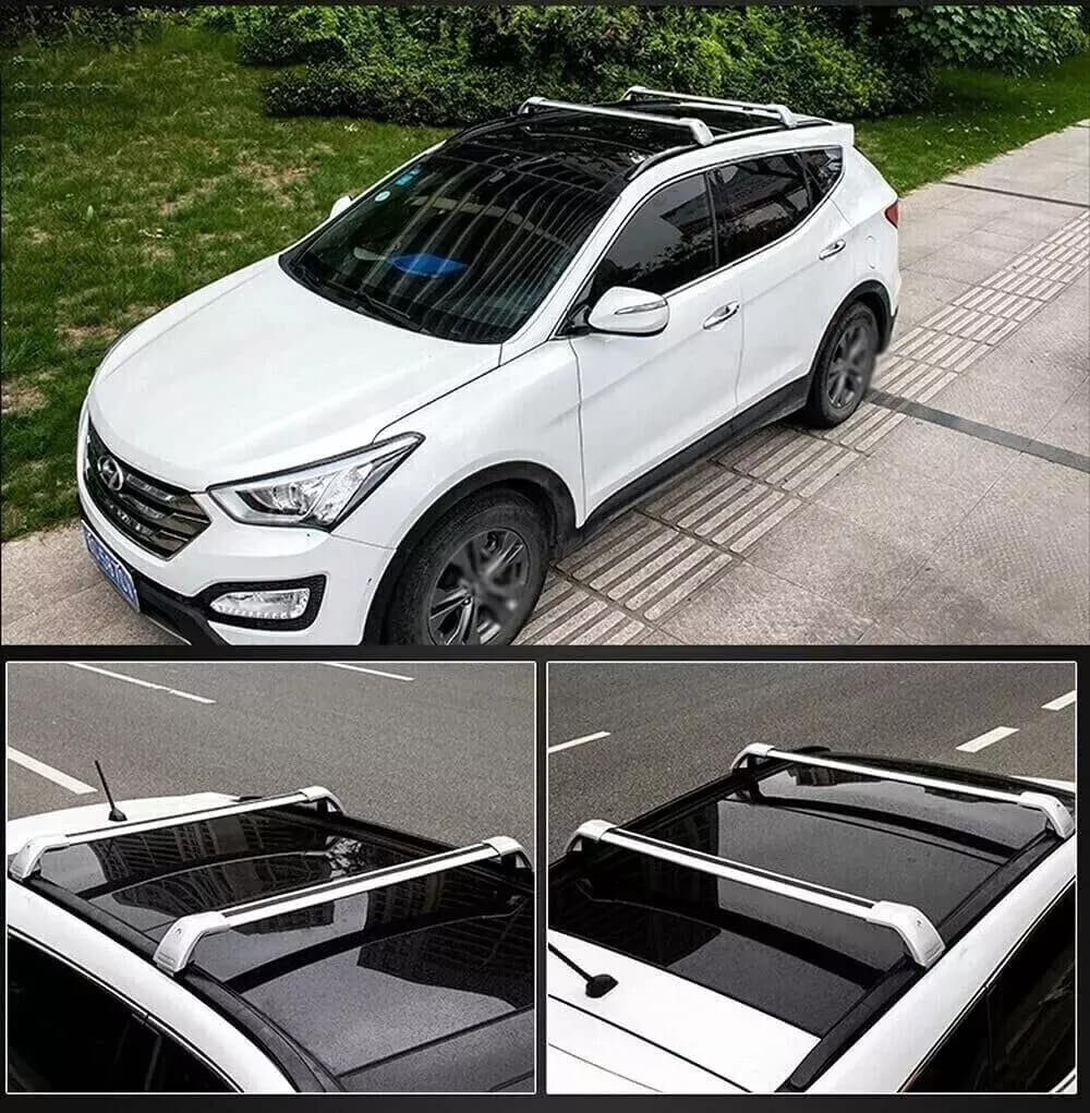 Lockable Roof Rack Cross Bars Compatible with Hyundai KONA Electric 2024 2025 SEL N-Line Limited（with roof Rails） Luggage Cargo Carrier Anti-Theft Metal Roof Rack Cross Rails 240lbs Silver