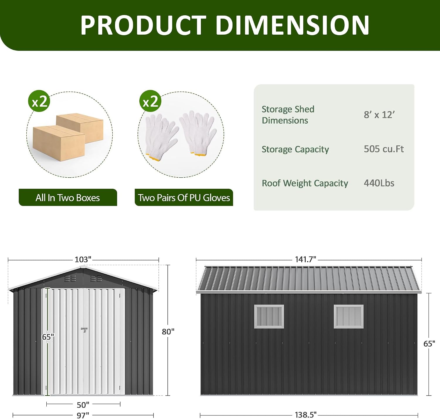 DAUSOLA 8x11.6 FT Outdoor Storage Shed, Metal Garden Tool Shed with Updated Frame Structure, Lockable Doors and Windows, Ideal for Backyard Garden Patio Lawn, Grey