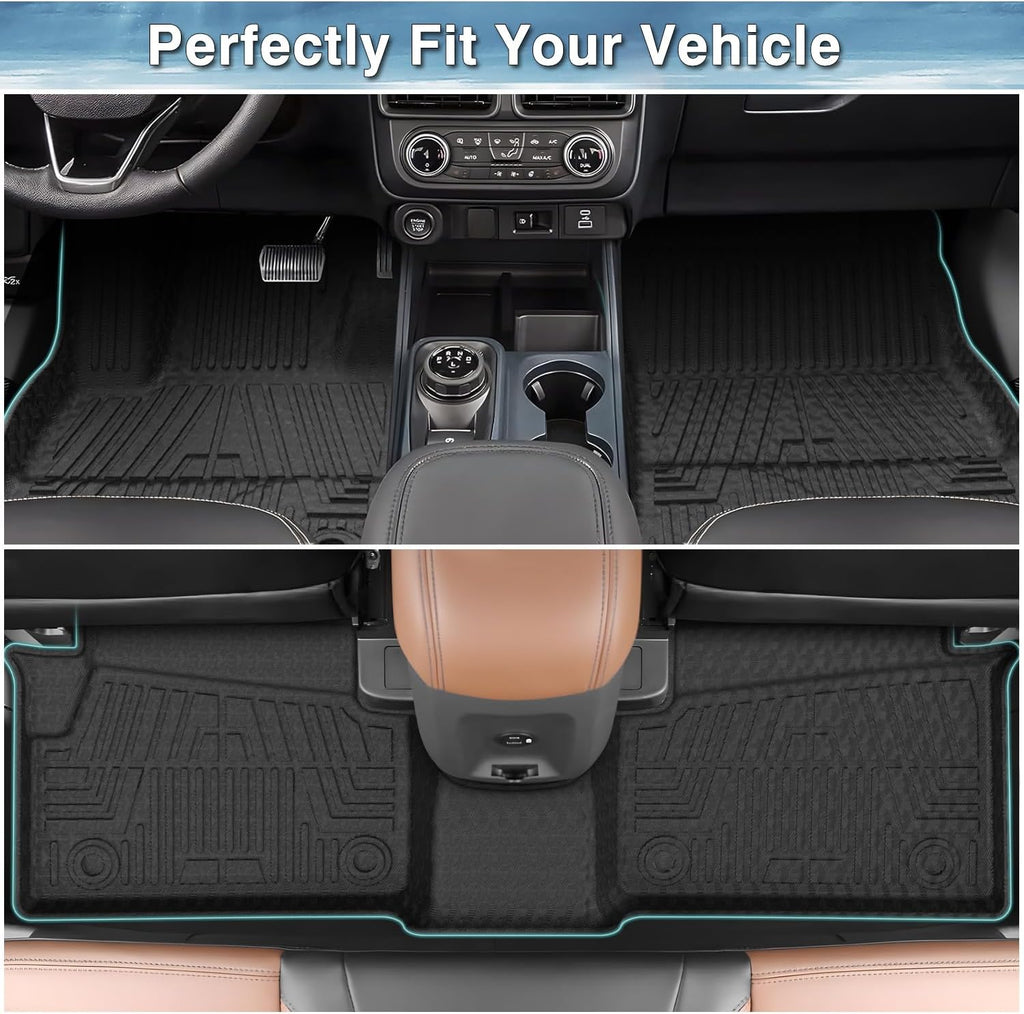 Mixsuper Floor Mats Bed Mat for Ford Maverick 2026 2025 2024-2022 (Not fit Hybrid), All Weather 2 Row Foor Liners & Truck Bed Liner Maverick Accessories Set Black