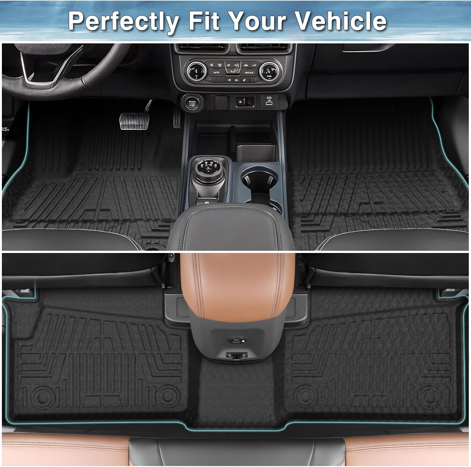 Mixsuper Floor Mats Bed Mat for Ford Maverick 2026 2025 2024-2022 (Not fit Hybrid), All Weather 2 Row Foor Liners & Truck Bed Liner Maverick Accessories Set Black