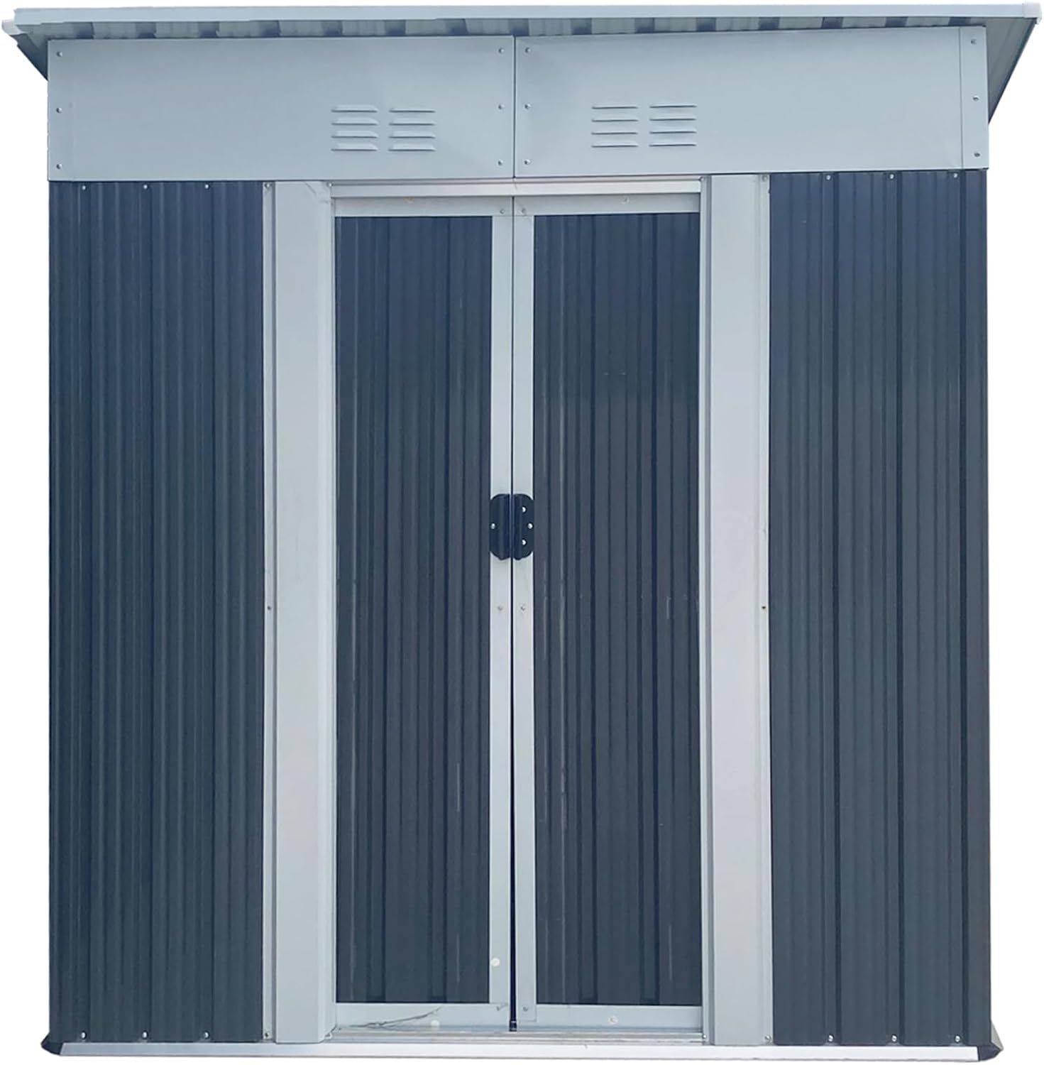 YOPTO 5x3FT Storage Shed with Sliding Lockable Door,Metal Outdoor Tool House W/Sloped Roof,All Weather Waterproof,for Backyard,Patio,Lawn,Garden,Grey