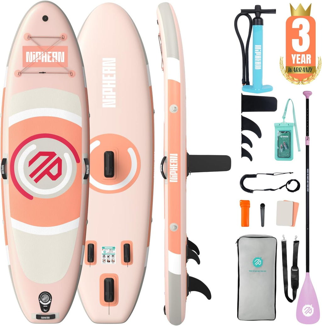 Niphean（Ultra-Light） Inflatable Paddle Board with StabilTrac Fin and Durable SUP Accessories, 10' Stand Up Paddle Boards for Adults & Youth, Versatile Yoga Paddle Board, Gift Ideas