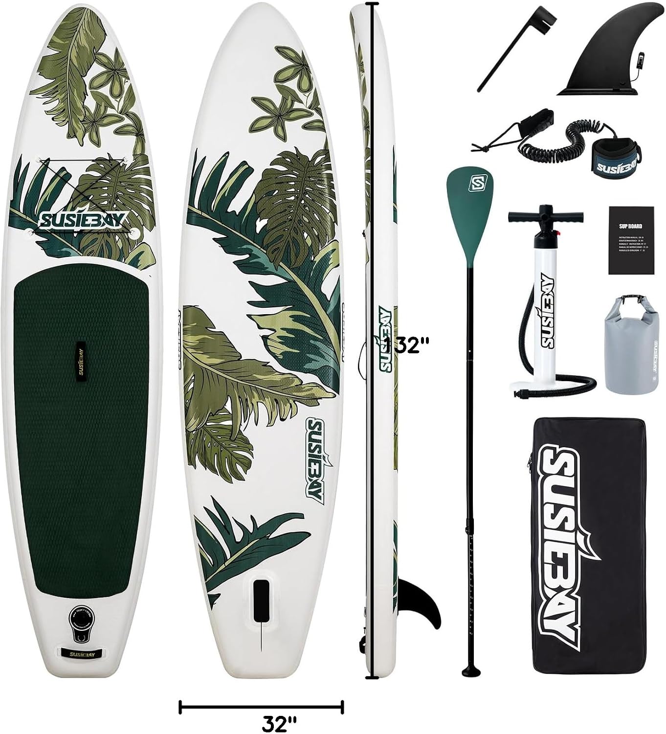 Inflatable Stand Up Paddle Board, 11ft 10'6' Paddle Board for Adults & Youth, Durable SUP Accessories with Non-Slip Deck, Dual Hand Pump,10L Dry Bag,108L Backpack