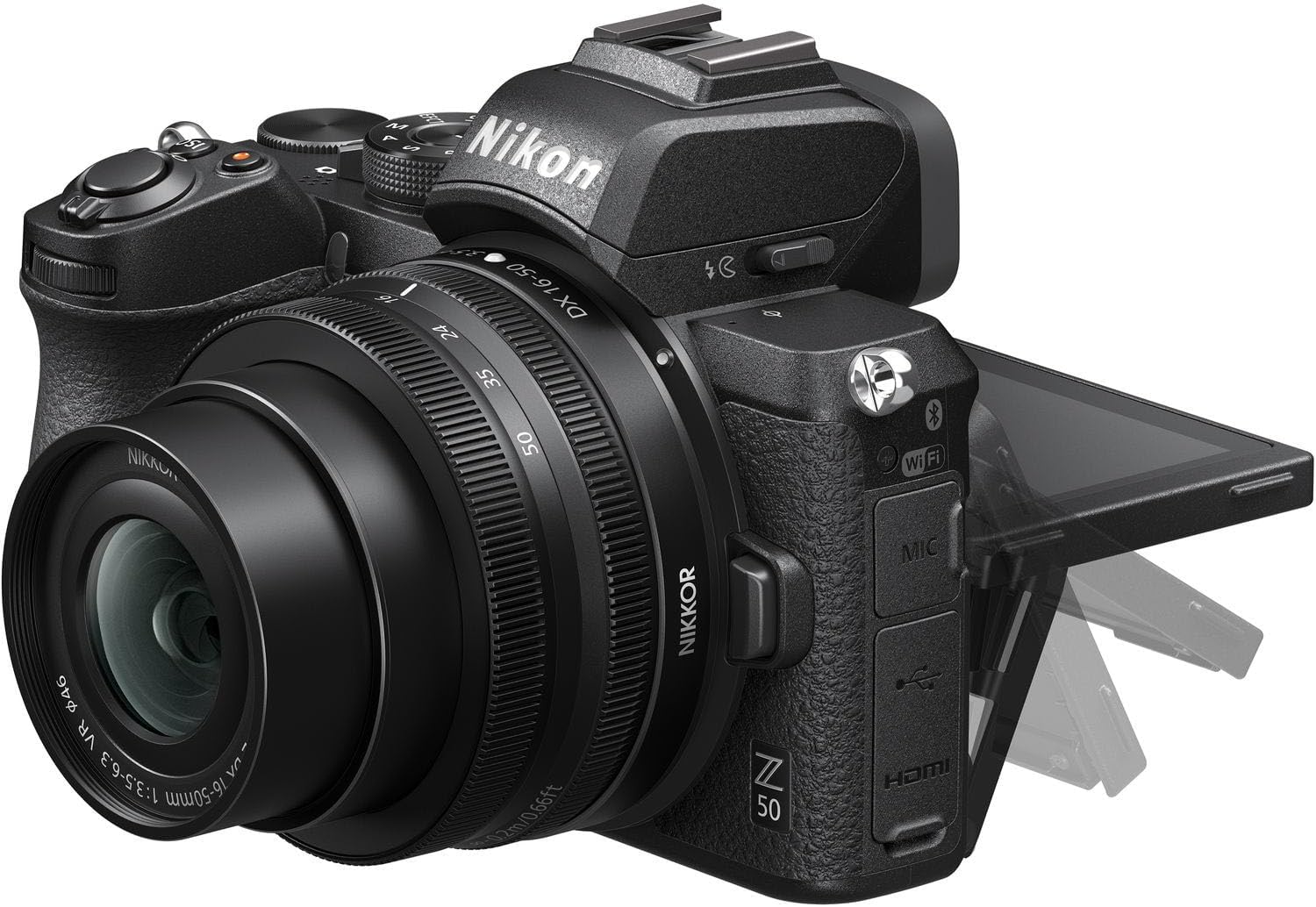 Nikon Z50 Mirrorless Camera with Z DX 16-50mm f/3.5-6.3 VR and 420-800mm f/8 Manual Super HD Telephoto Lens + 128 GB Memory + Extra Battery + Camera Case + More (31pc Bundle) (Renewed)