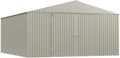 Arrow Shed Elite 14' x 16' Tall Outdoor Steel Storage Shed with High Gable and Lockable Doors Storage Building, Cool Grey