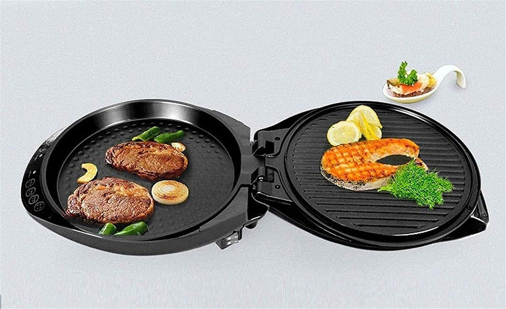 Indoor Korean Barbecue Grill BBQ Grill and Hot Pot Electric Grill Household Electric Baking Pan Non-Stick Smokeless Multi-Function Double-Sided Floating Frying Machine Thickening and Deepening 12 (Co