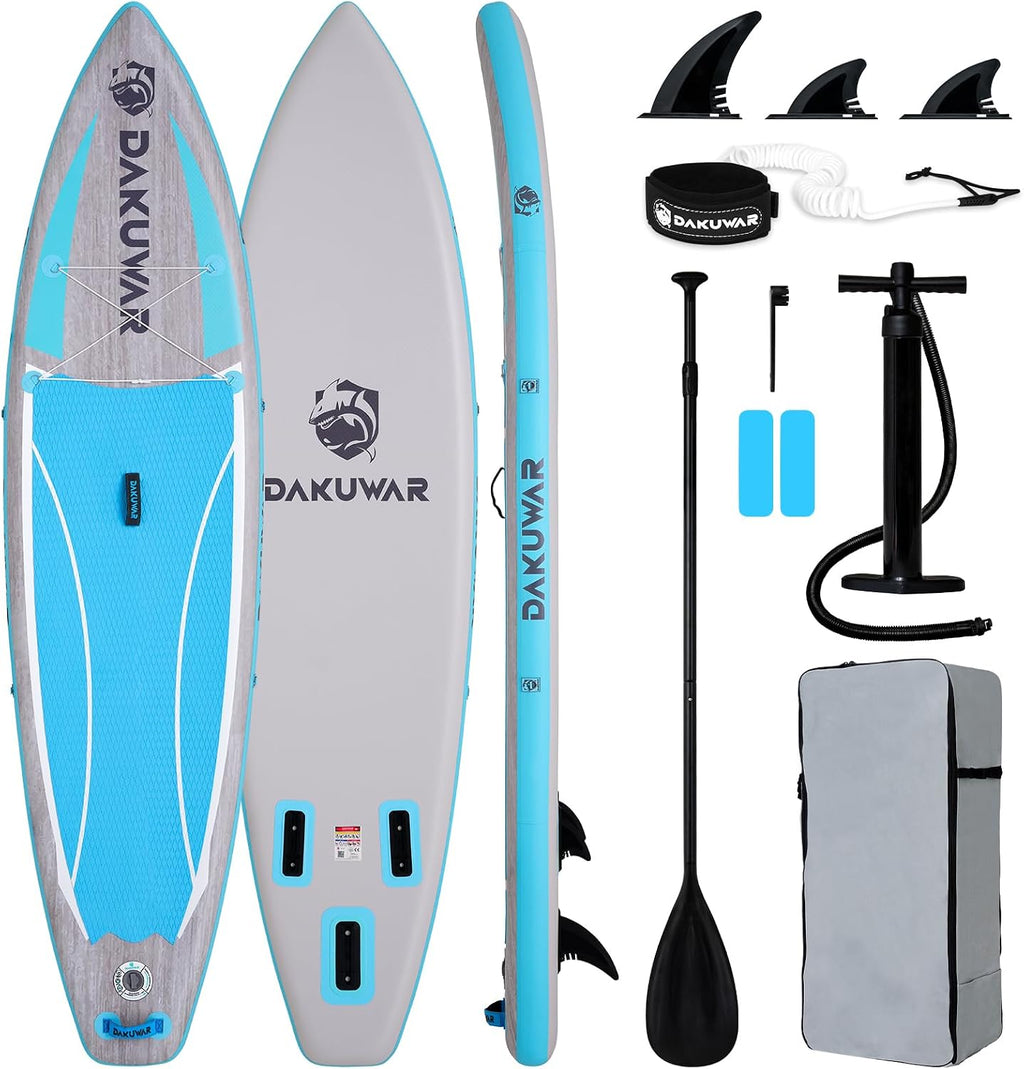 DAKUWAR Paddle Board 10'6''/10' Inflatable Stand Up Paddle Boards with SUP Accessories Ultra-Light Paddleboard Non-Slip Comfort Deck for Adults & Youth of All Skill Levels
