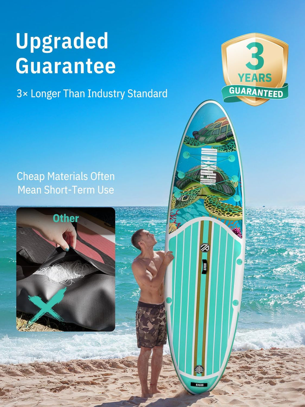 Niphean Inflatable Stand Up Paddle Board with SUP Accessories, Anti-Slip EVA Deck, 10'6'' Inflatable Paddle Boards for Adults & Youth of All Skill Levels