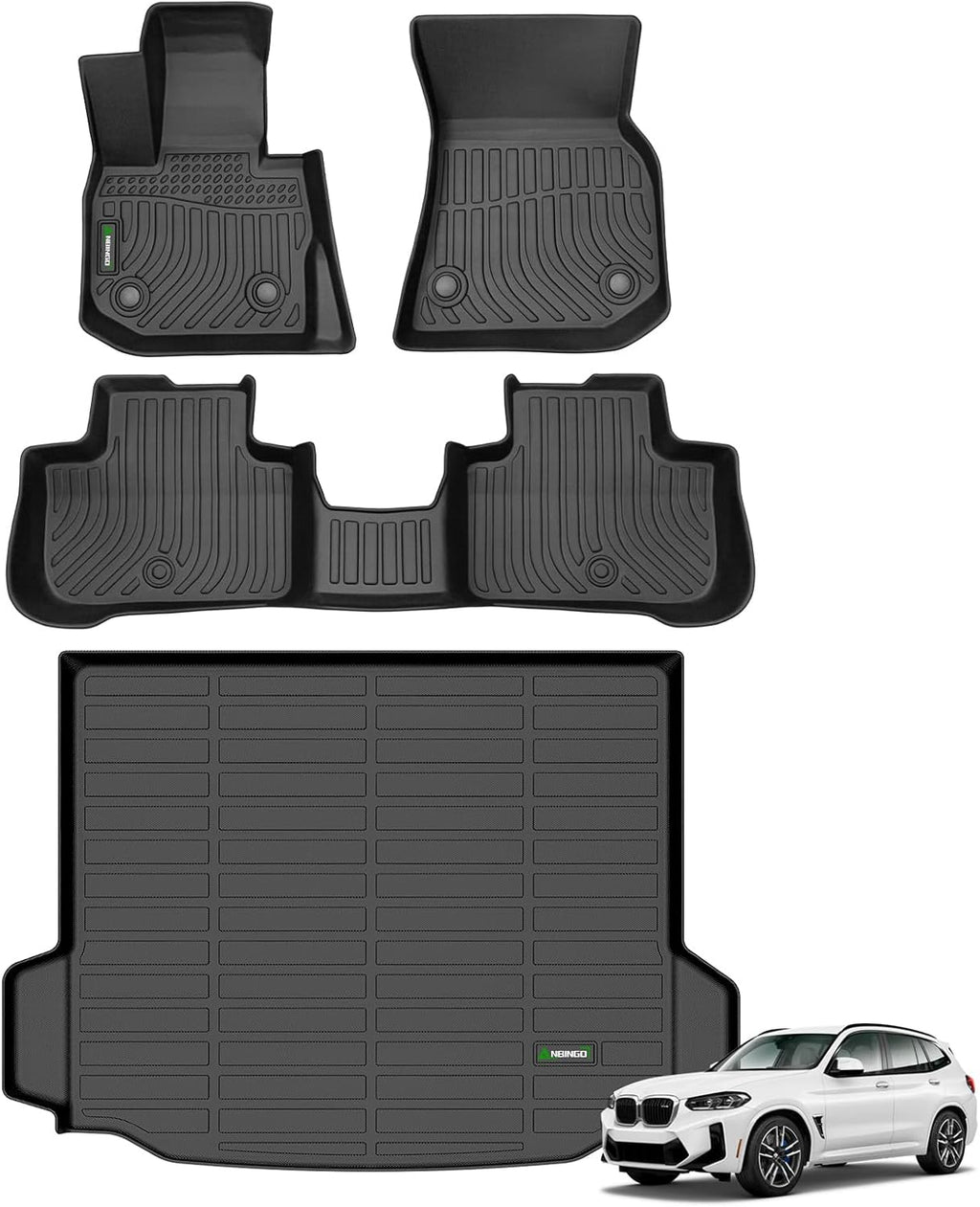 ANBINGO® Floor Mats & Cargo Liner for BMW X3 2018-2024, sDrive30i/ xDrive30i / xDrive30e / M40i / M Base/M Competition, All Weather Waterproof Car Mats TPE Heavy Duty Automotive, Full Set-Black