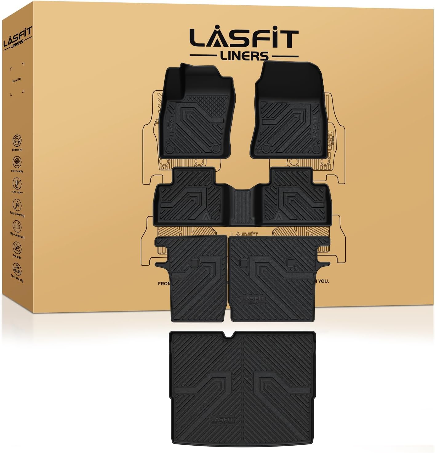 LASFIT Floor Mats & Seatback Mats & Cargo Mat for Nissan Kicks 2025-2026 FWD (Not Fit AWD & 2025 Kicks Play),All Weather TPE Custom Fit Durable Floor Liners for Kicks 2025-2026 S/SR/SV Car Mats