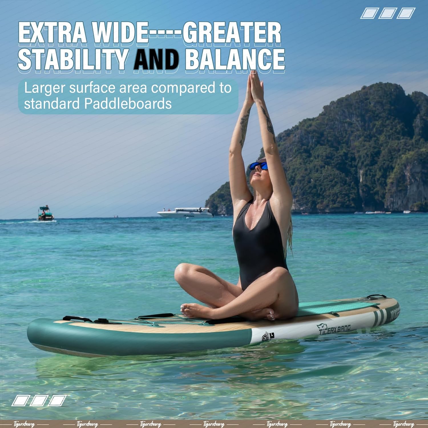 TIGERXBANG Paddle Board, 10.8' Stand Up Paddle Board with Premium Complete Inflatable SUP Accessories, Extra Wide Paddleboards for Adults & Kids-Pandora Collection