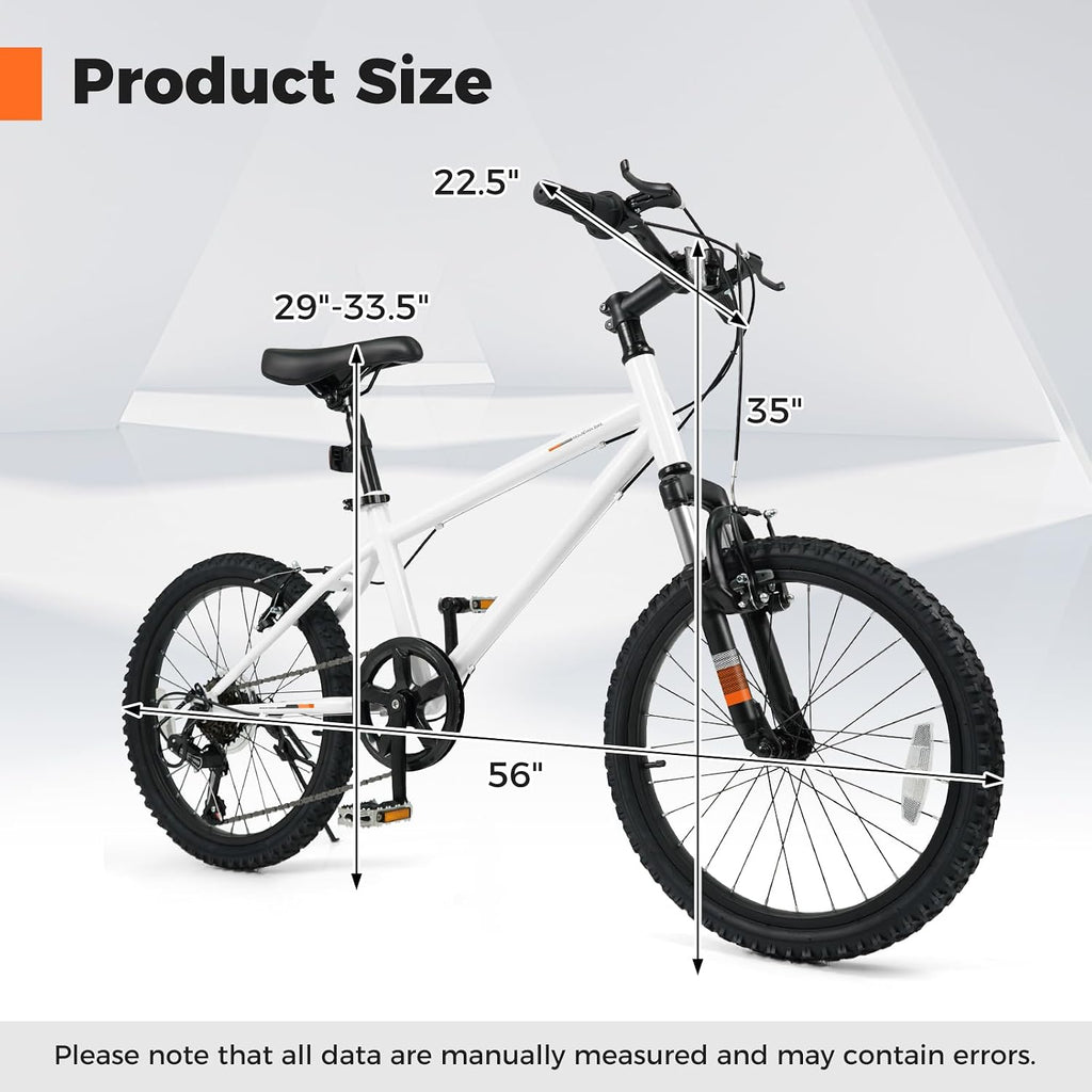 Goplus Mountain Bike, 20/24 Inch Kids Bicycle w/ 6-Speed Drivetrain, Suspension Fork, Dual Brakes, Adjustable Seat, Outdoor Cycling Children City Bike for Boys Girls