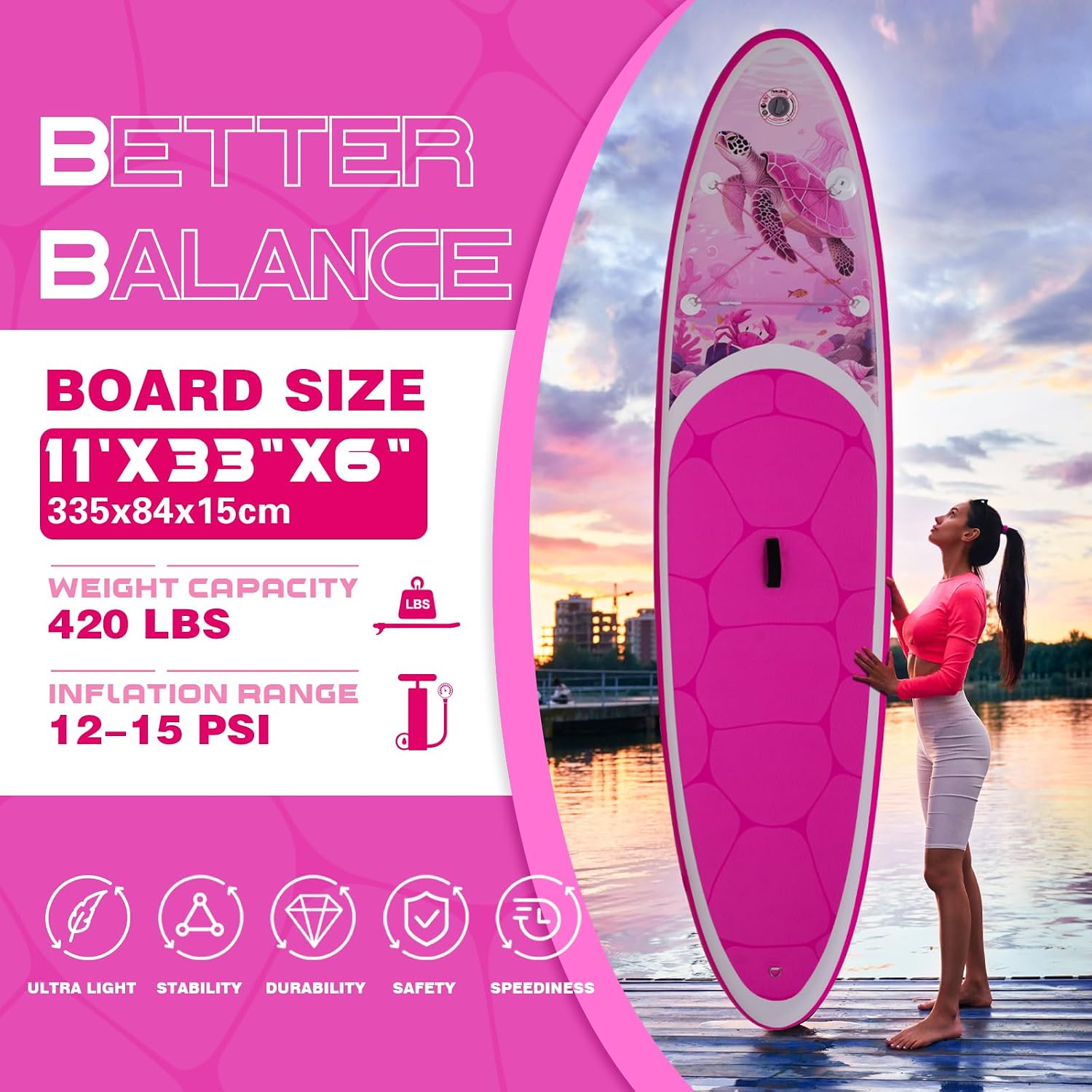 FunWater Stand Up Paddle Board Ultra-Light Inflatable Paddleboard with SUP Accessories for Adults & Youth of All Skill Levels