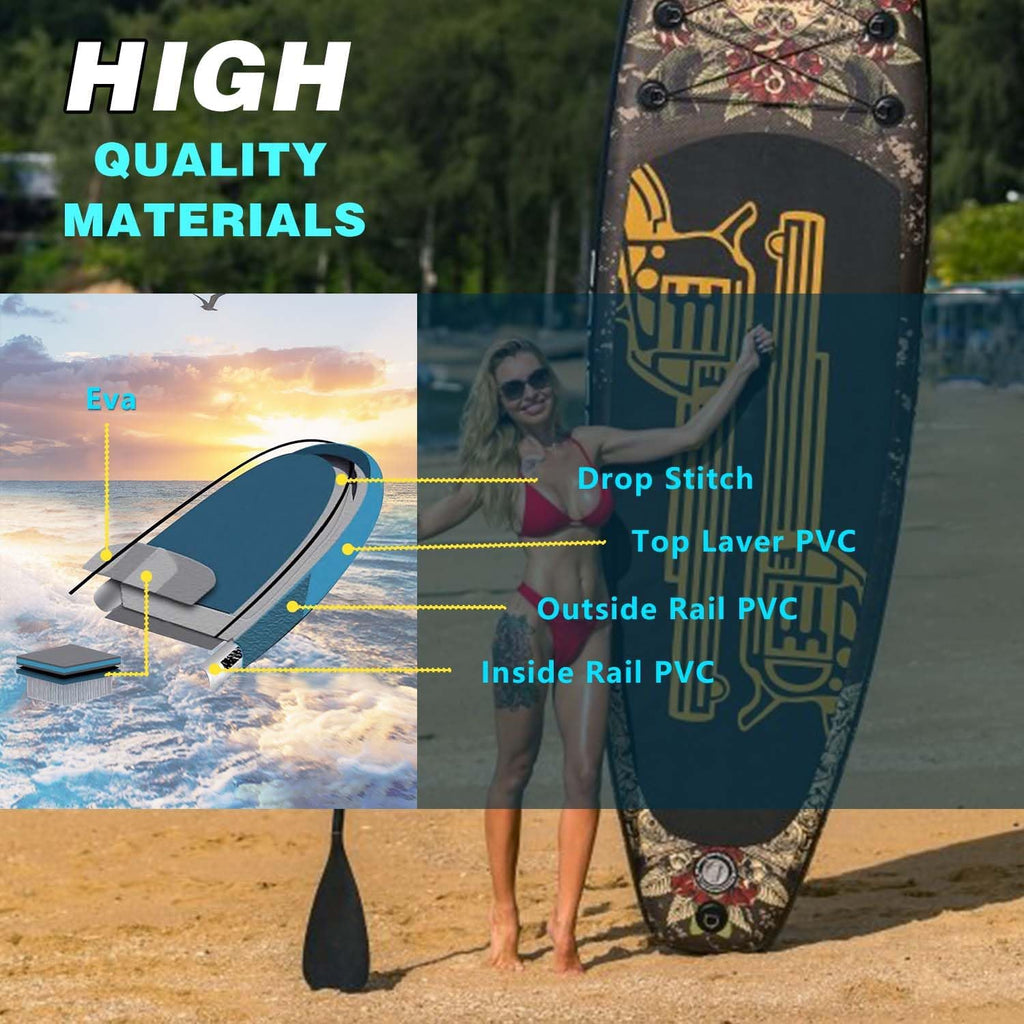 Inflatable Paddle Board,Extra Wide 10.6'/11' Stand Up Paddle Board with Sup Accessories,400lbs Capacity for Family with Safety Leash, All Skill Levels Sup for Yoga,Fishing,Surfing