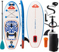 Inflatable Stand Up Paddle Board with Premium SUP Accessories - Backpack, Adjustable Paddle, Non-Slip Deck, Hand Pump, Leash, Fins, Waterproof Bag