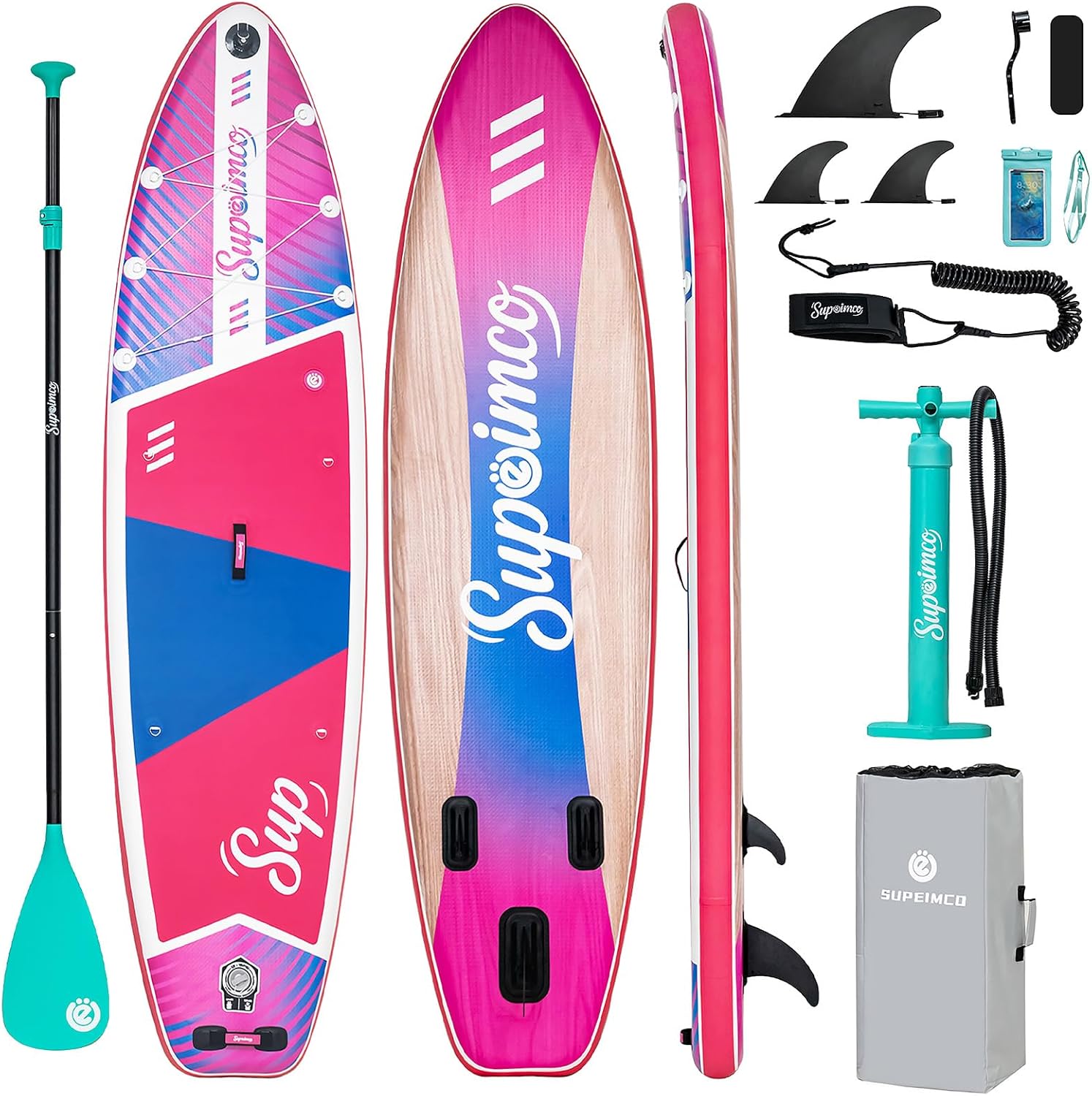 Inflatable Stand Up Paddle Board - Upgraded Glue-Free Hot Melt Technology, Long Service Life, 10'6', Anti-Slip EVA Deck, Full SUP Accessories, Included for Adults Youth All Skill Levels