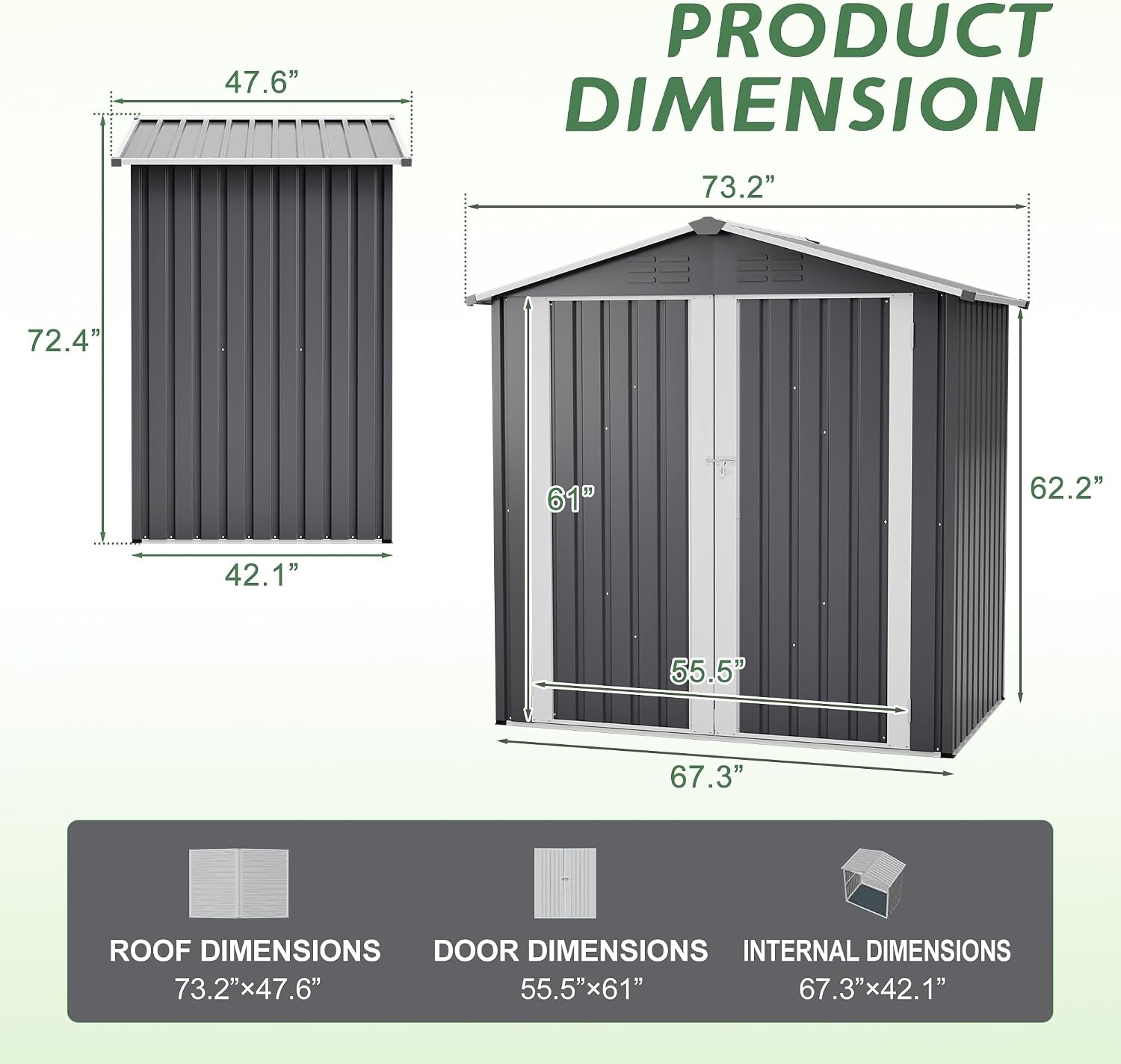 4×6 Ft Metal Outdoor Storage Shed with Floor Base, 0.25mm Galvanized Steel Metal Garden Shed Waterproof with Lockable Door for Backyard, Patio, Garden, Dark Grey