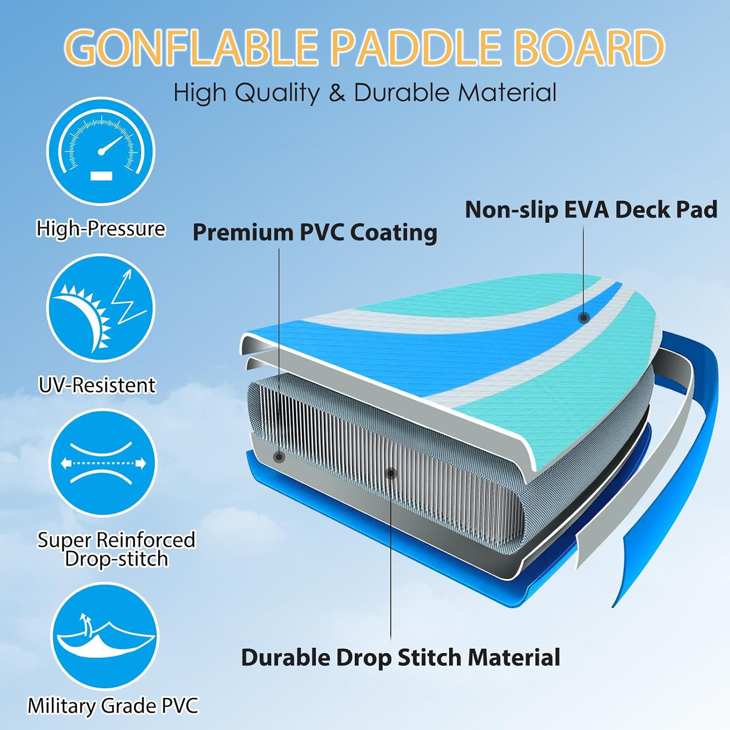Inflatable Stand Up Paddle Board for Adult All Skill Levels- 10'4' Ultra-Light SUP Paddleboard with Durable Non-Slip Deck and Paddle Board Accessories Fins, Paddle, Pump, Backpack, Leash