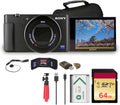 Sony ZV-1 Digital Camera (Black) (DCZV1/B) + 64GB Memory Card + Case + Card Reader + Flex Tripod + Memory Wallet + Cap Keeper + Cleaning Kit (Renewed)