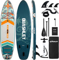 Quashley Inflatable Paddle Board Extra Wide Stand Up Paddleboards 11'×34' with All Premium Paddle Board Accessories,Inflatable SUP for Adults/Family,Beginner-Friendly,Removable Fin,Hand Pump