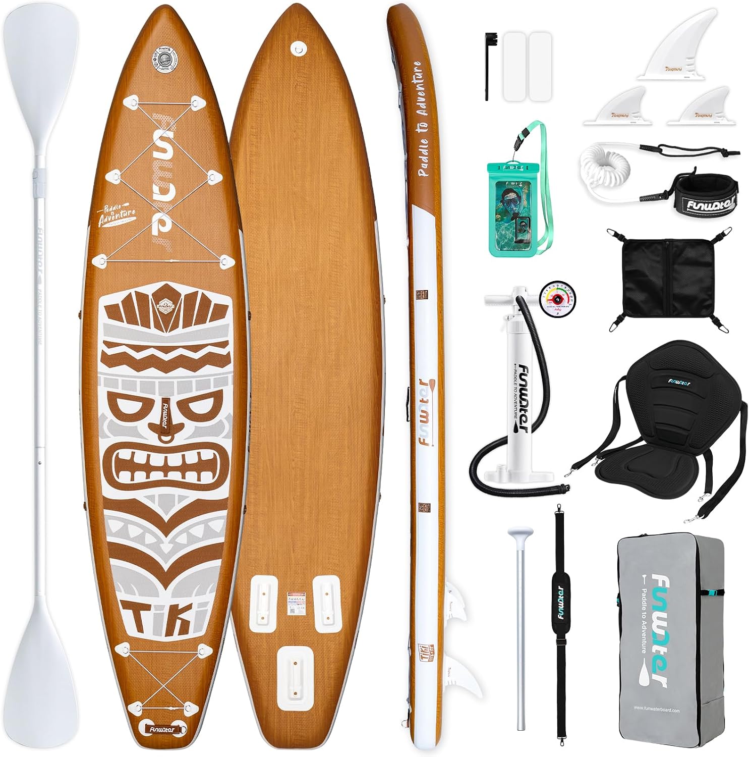 FunWater 8'/10'/10'6'/11'6' Inflatable Stand Up Paddle Board with Premium SUP Paddleboard Accessories, Wide Stable Anti-Slip EVA Deck,Paddle Boards for Adults & Youth of All Skill Levels