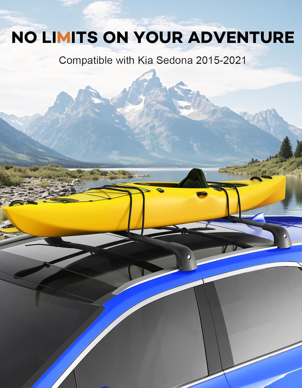 Wonderdriver Roof Rack Cross Bars 300lbs Compatible with Kia Sedona 2015-2021,Heavy Duty Aluminum Lockable Roof Rails Crossbars Cargo Canoe Black Rooftop Cargo Carrier Luggage.