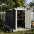 6x9FT Metal Storage Shed, Garden Tool Shed with Lockable Double Door & Sloping Roof, Outdoor Backyard Storage（Grey）
