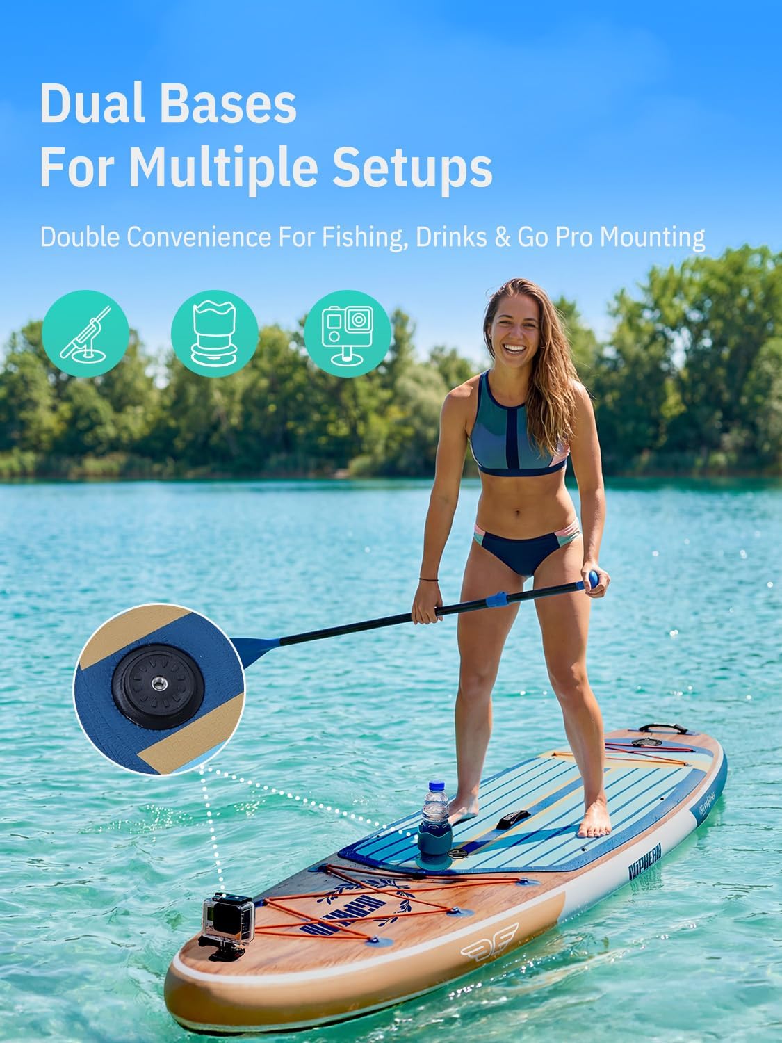 Niphean (Extra Large) Inflatable Paddle Board, SUP for 2+1 People/Family 500lbs Capacity Stand Up Paddle Board with SUP Accessories, StabilTrac Fin Non-Slip Paddleboard for Adults