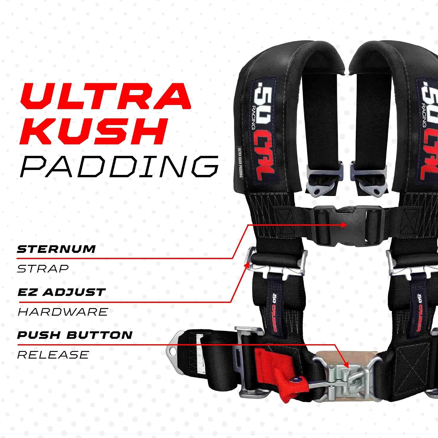 50 Caliber Racing 4-Point Harness for Bucket Seat | Quick-Release Safety Belt | 10 Colors | UTV, RZR, Racing Car Upgrade | Secure Comfort for Off-Road Adventures [6000]
