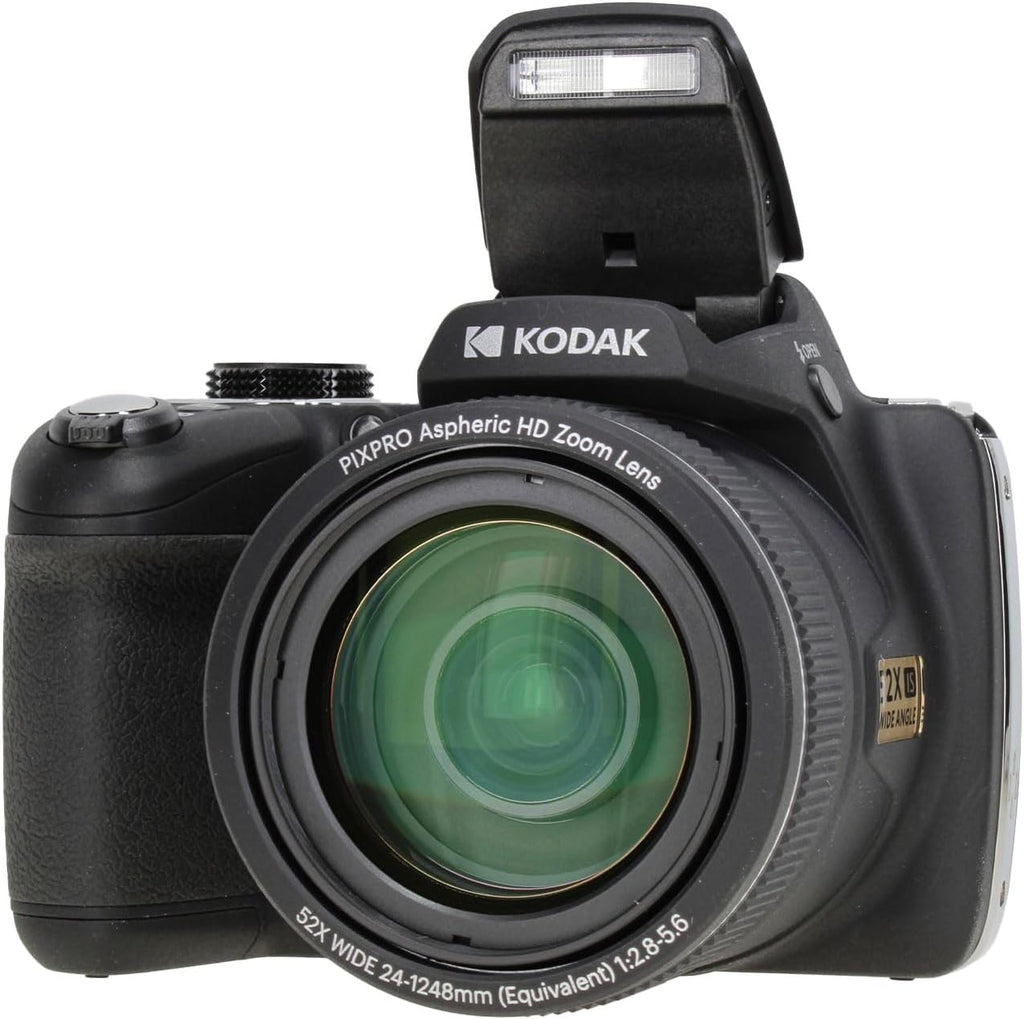 Kodak PIXPRO Astro Zoom AZ528 16MP Vlogging Digital Camera (Black) with 52x Optical Zoom 24mm Wide Angle Lens Bundle Including 64GB Memory Card + Vlogger Tripod + Lens Cleaning Ki + More Accessories