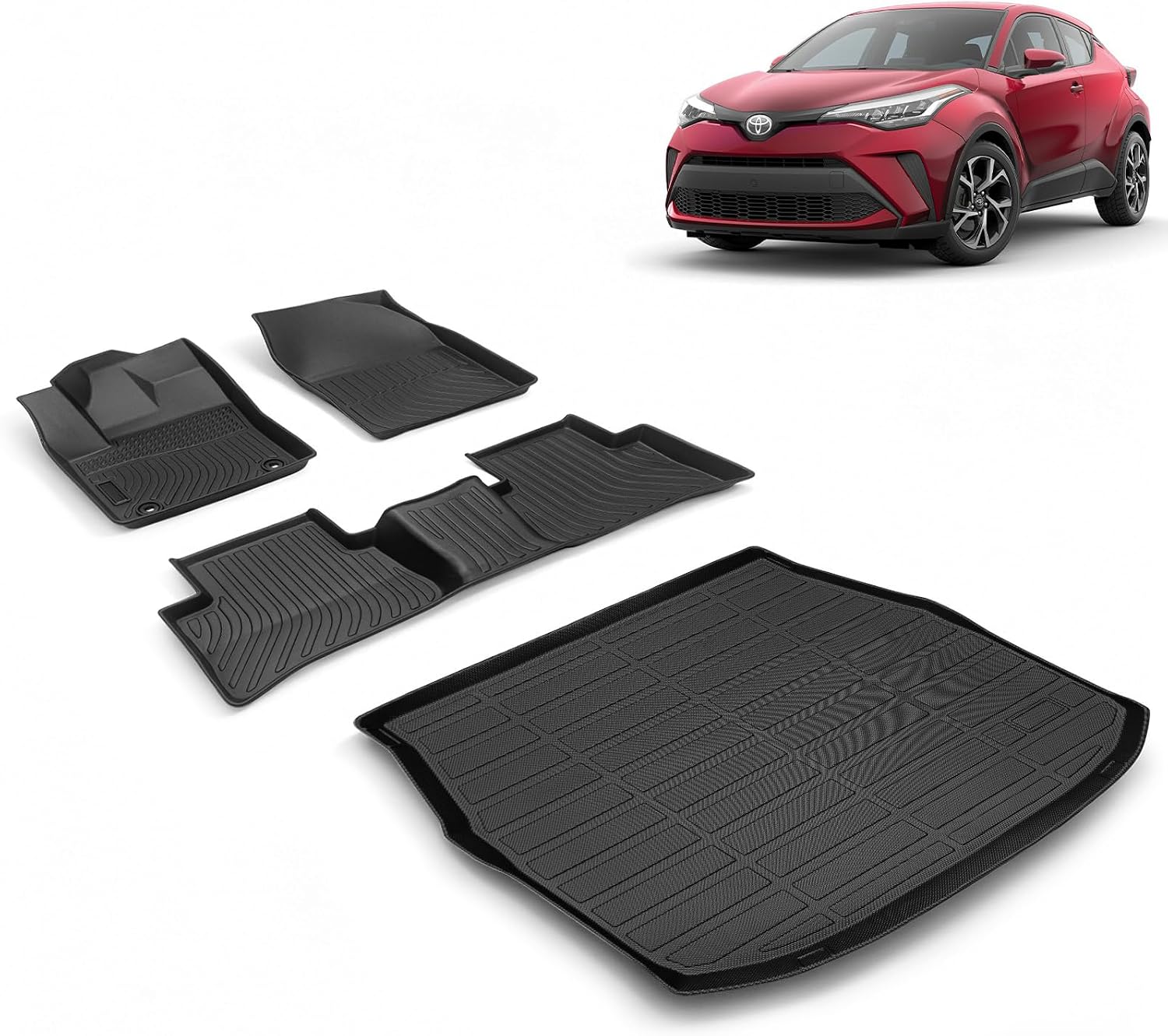 Floor Mats & Cargo Liner for 2018 2019 2020 2021 2022 2023 Toyota CHR All Weather Car Mats Trunk Mat Toyota C-HR Floor Mats Accessories Black