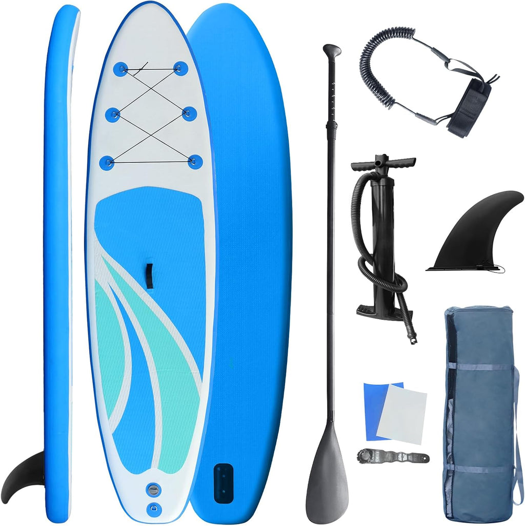 Inflatable Stand Up Paddle Board for Adult All Skill Levels- 10'4' Ultra-Light SUP Paddleboard with Durable Non-Slip Deck and Paddle Board Accessories Fins, Paddle, Pump, Backpack, Leash