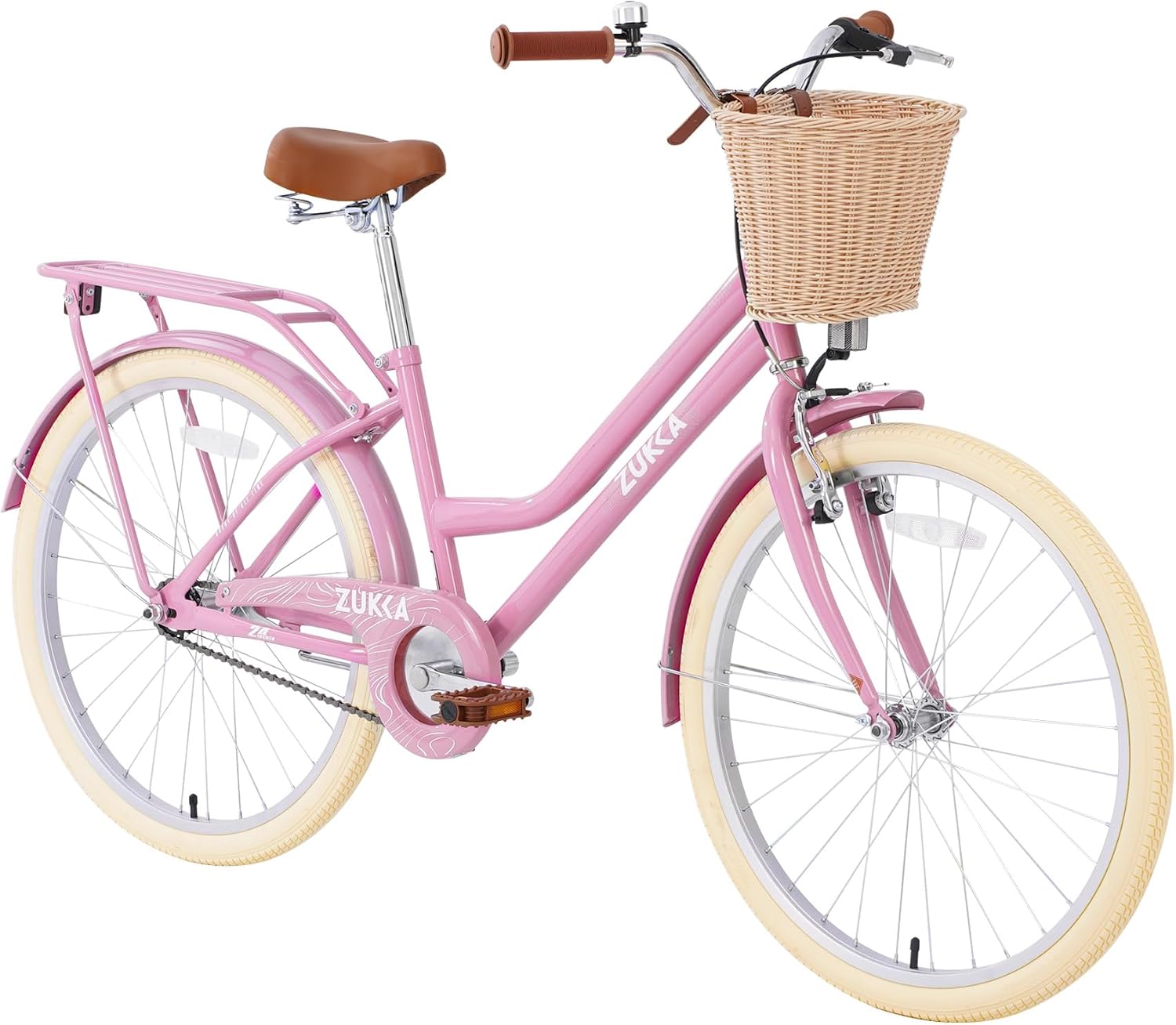 MEGHNA Cruiser Bike 24inch Wheels Girls Women Bike Single Speed Commuter Bike V-Brake and Coast Brake Women Ladys Bicycle, Multicolors