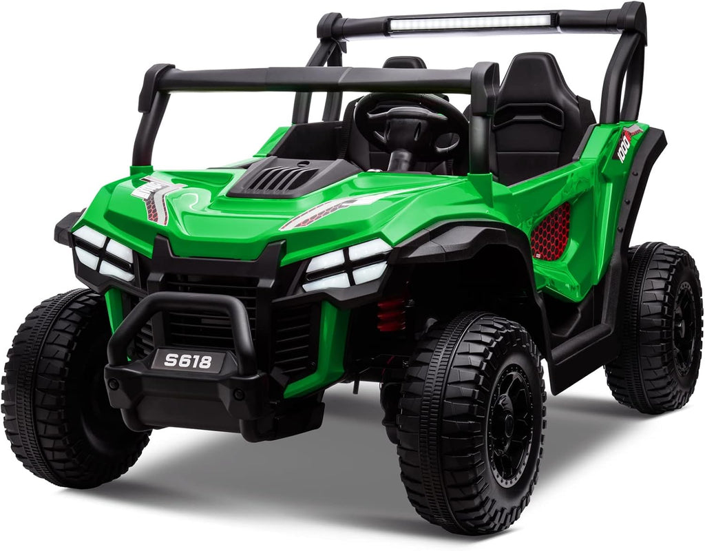 OTTARO 24V XXXL Ride on Cars 2 Seater, Electric Cars Vehicles for Big Kids, 4WD Ride on UTV Truck w/Remote Control, 25' Spacious Seat, 2 Safety Belts, Bright Light, Music Player,Bluetooth（Green）