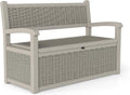 Skepphlay 70 Gallon Storage Bench Deck Box,Patio Storage Benches with Armrest, Lockable Bench Outside, Waterproof for Pool Patio Garden (Grey)
