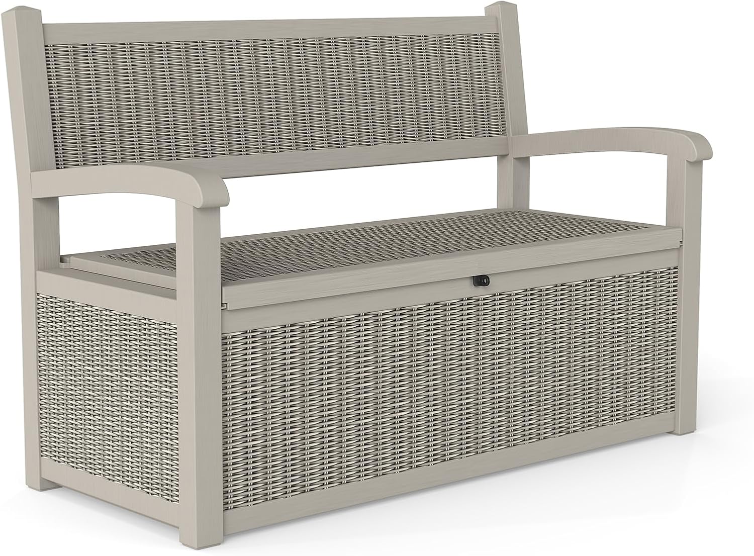 Skepphlay 70 Gallon Storage Bench Deck Box,Patio Storage Benches with Armrest, Lockable Bench Outside, Waterproof for Pool Patio Garden (Grey)