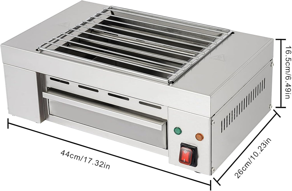 Indoor Electric BBQ Grill, Smokeless Electric Grill with Adjustable Temperature, Suitable for Cafe Restaurant Party Buffet 120V1500W