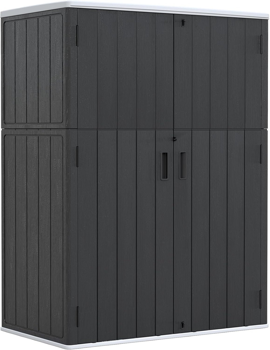 ZZM 57 Cu.ft Outdoor Storage Shed with Floor HDPE Double-Wall Resin Sheds Outdoor Storage, Lockable Weatherproof Storage Cabinet Fit for Garden Tools, Garage can, Bike, Patio Furniture, Black