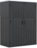 ZZM 57 Cu.ft Outdoor Storage Shed with Floor HDPE Double-Wall Resin Sheds Outdoor Storage, Lockable Weatherproof Storage Cabinet Fit for Garden Tools, Garage can, Bike, Patio Furniture, Black