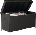 Grand patio 170 Gallon Deck Storage Box Deck Box Outdoor Storage Box Indoor Wicker Storage Bin Patio Storage Box for Patio Furniture Cushions Garden Tools Pool Accessories, Dark Brown
