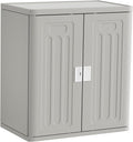 Amopatio Outdoor Storage Cabinet with Lockable Doors, Resin Cabinet Waterproof Freestanding Outdoor Patio Storage Shed for Garden Tools, 19.7' D x 29.5' W x35.4 H, Gray