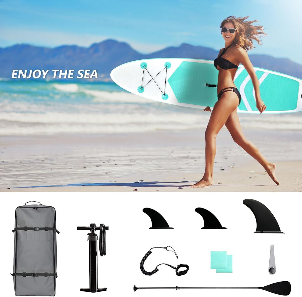 Inflatable Stand Up Paddle Board, 10' SUP with Premium Accessories, Yoga Board for Youth & Adult