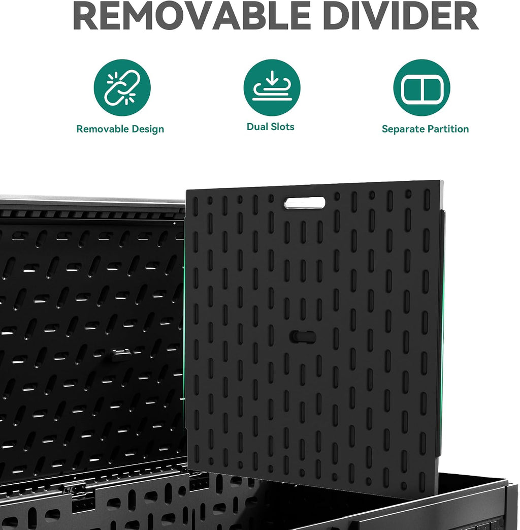 YITAHOME 260 Gallon Large Deck Box with Divider & Side Handles, Outdoor Double-Wall Storage for Patio Furniture Cushions, Garden Pool Accessories, Water Resistant & Lockable, Black