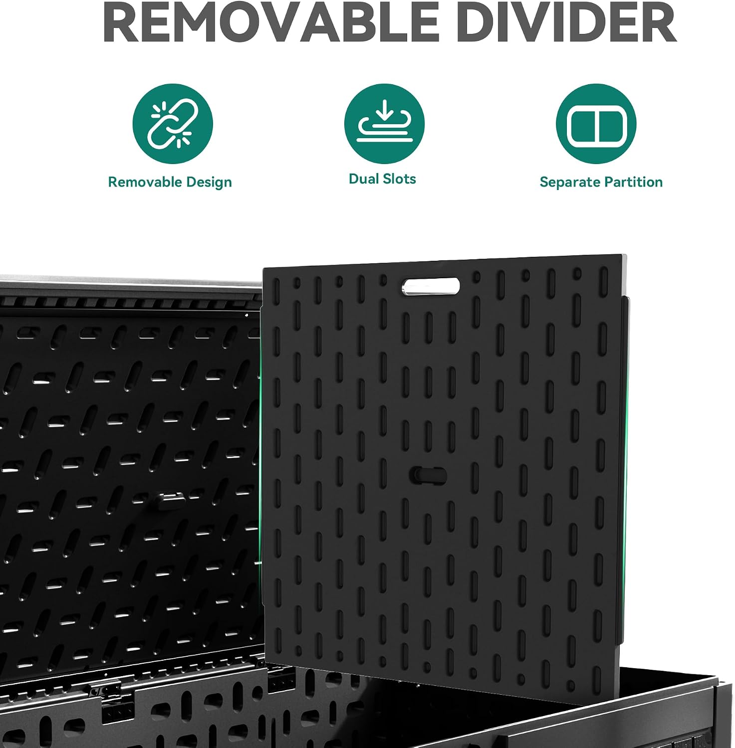YITAHOME 260 Gallon Large Deck Box with Divider & Side Handles, Outdoor Double-Wall Storage for Patio Furniture Cushions, Garden Pool Accessories, Water Resistant & Lockable, Black
