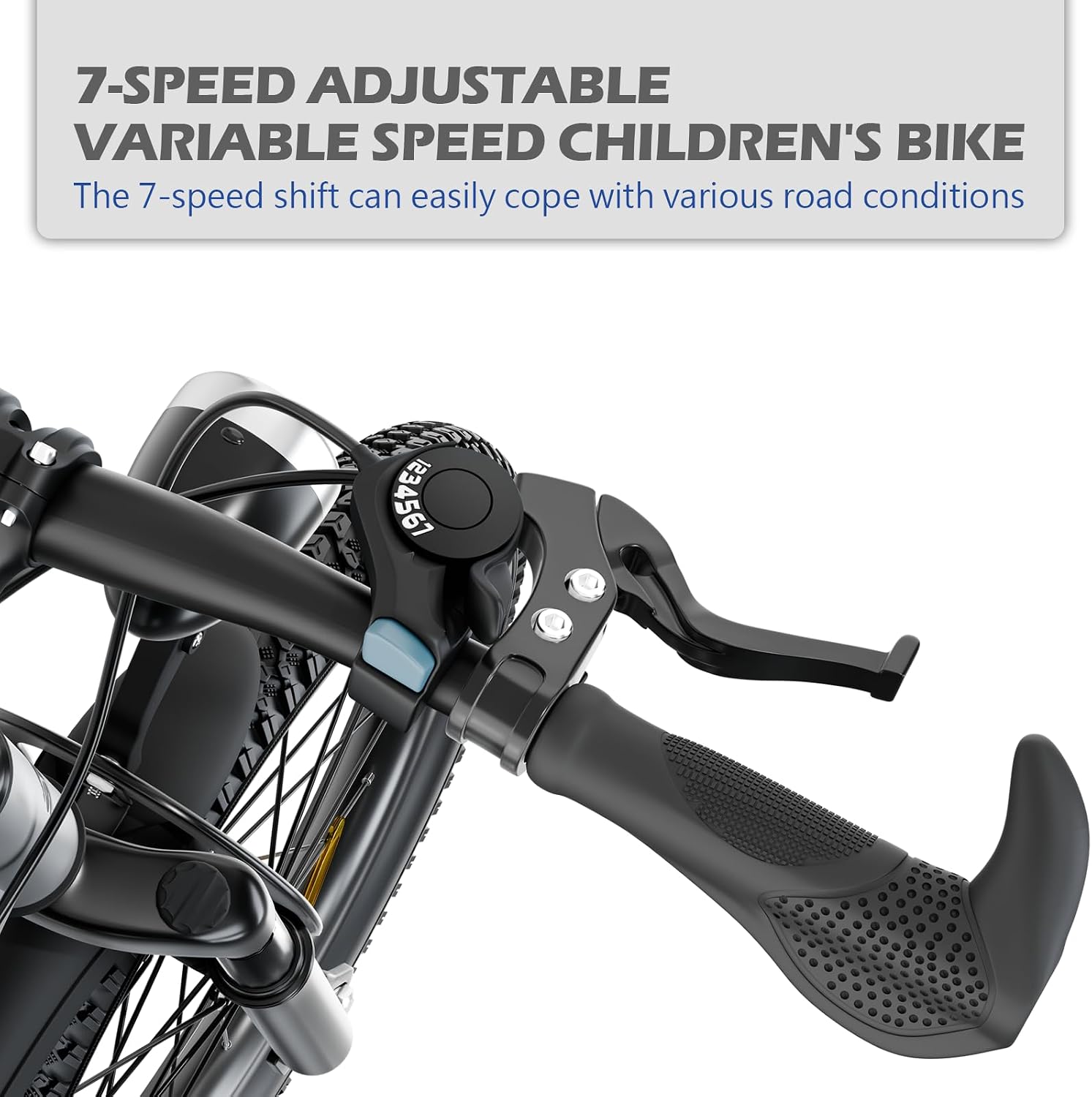20/24 Inch Kids Mountain Bike for Boys & Girls 7-12, 7-Speed, Dual Disc Brakes, Shock Absorber, LED Light Road Bicycle