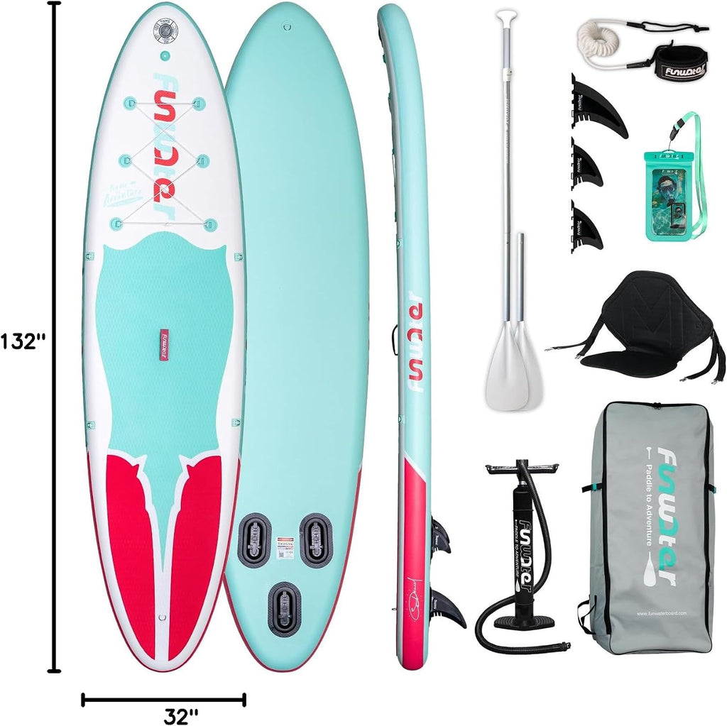 FunWater Inflatable Stand Up Paddle Board 10'6'/11'/11'6' Paddle Board for Adults & Youth, Paddleboards Inflatable with Premium SUP Accessories, Wide Stable, Non-Slip Comfort Deck