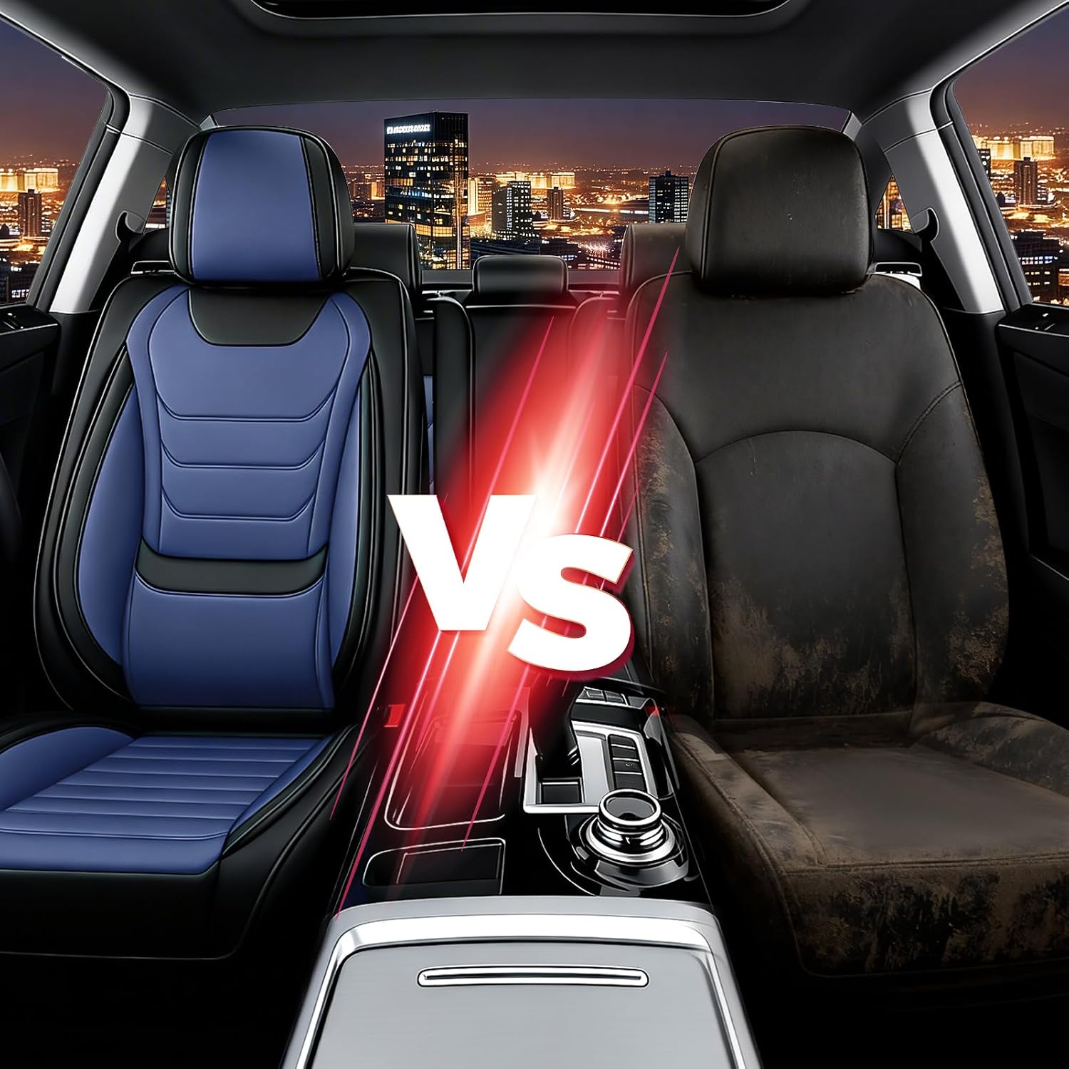 JWLK Seat Covers for Buick Envision 2016-2026, Family Seat Covers for Cars, Non-Slip, Airbag Compatible Vehicle Cushion, Waterproof & Easy-Clean(Standard 5 Seats, Black Blue)